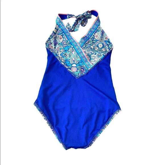 Laundry By Shelli Segal Boho Pattern Tie Neck Swimsuit - Picture 10 of 11